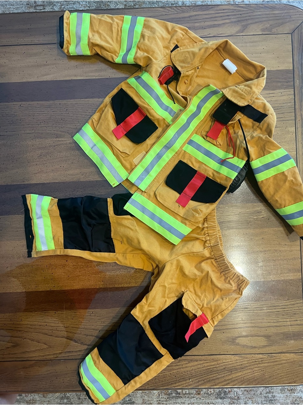 Kids Yellow Firefighter Costume with Reflective Stripes
